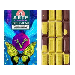 Chocolate 60% Cacau c/ Pistache 75g - Arte Chocolate