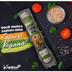 Linguiça Vegana Tipo Caprese Queijo, Azeitonas e Manjericão 250g Vegabom