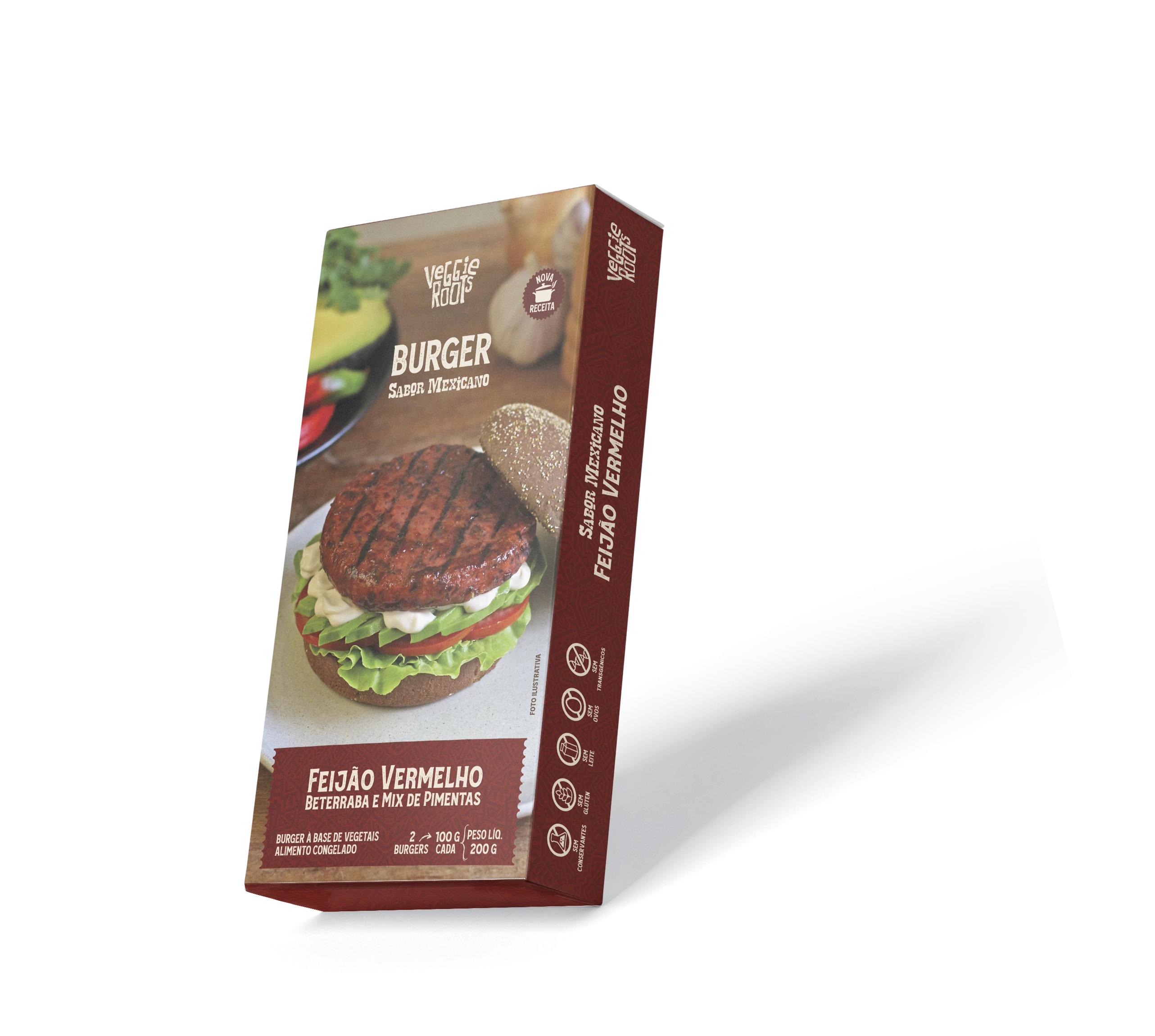 Burger Vegano de Feijão Vermelho Tempero Mexicano 200G - Veggie Roots PRÉ VENDA