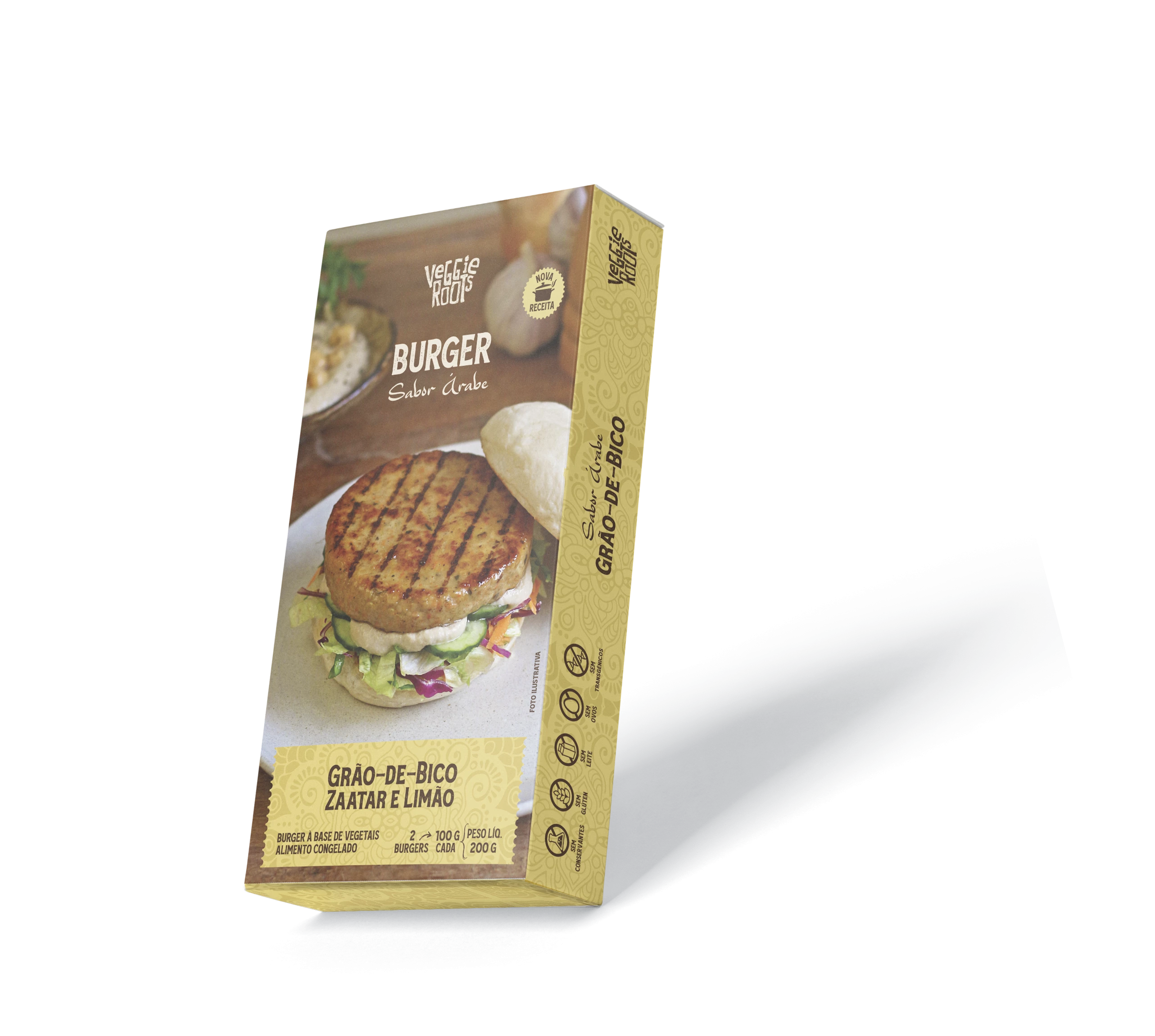 Burger Vegano de Grão de Bico Tempero Árabe 200G -  Veggie Roots PRÉ VENDA
