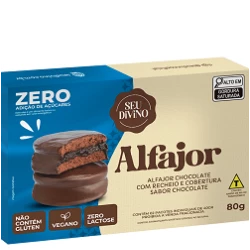 Alfajor de Chocolate com Recheio de Chocolate Zero Açucar Seu Divino 80g