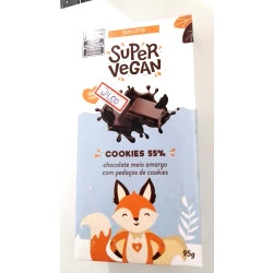 Barra de chocolate Meio Amargo 55% Cookies - 95g SUPER VEGAN