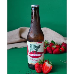 Kombucha Bem Viver Sabor Morango Bebida Orgânica 355ml