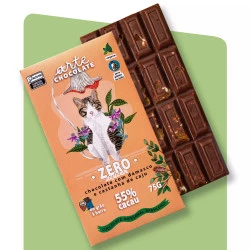 Chocolate 57% Zero c/ Damasco e Castanha  75g - Arte Chocolate
